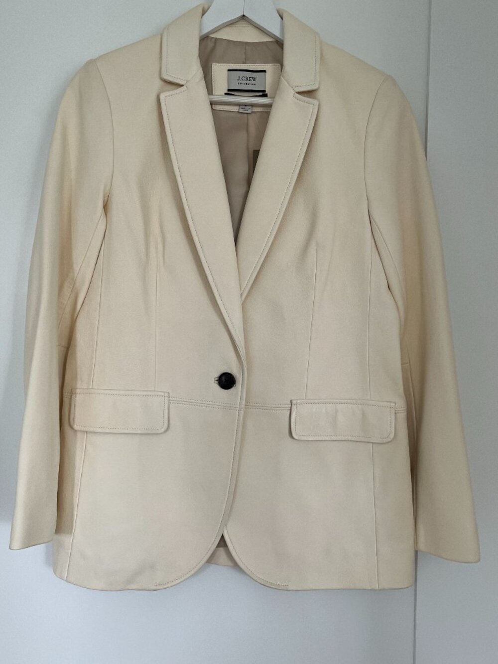 J. Crew Collection Alfie Leather Blazer in Ivory Size 4 NWT
